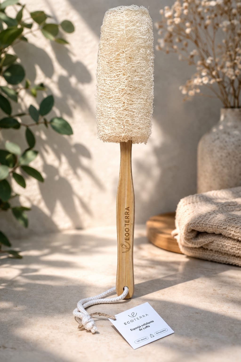 Esponja Natural con mango de Bambú